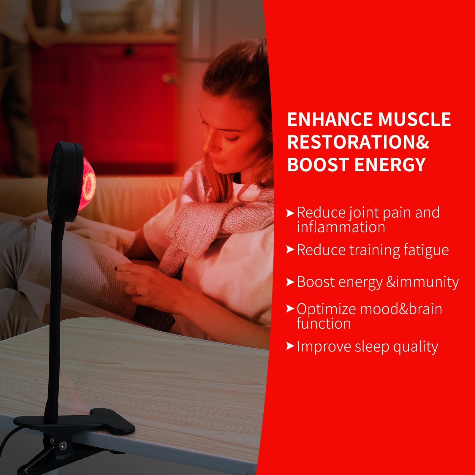 WTINTELL Red Light Therapy for Face, 660nm LED Red Light Therapy Light with Clip, Suitable